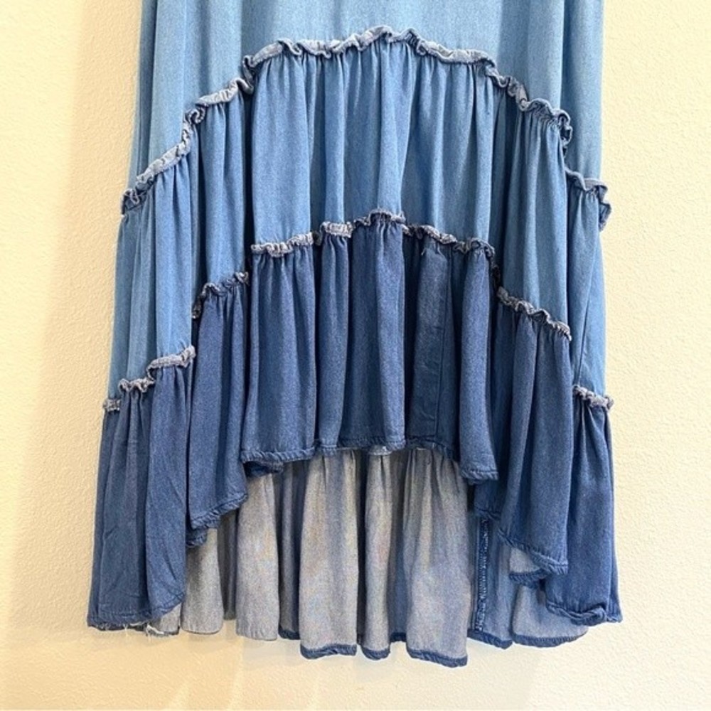 Karen Kane Chambray Tank Dress USA Made Sun Sleeveless Blue Soft XS 100% Rayon - Picture 4 of 7